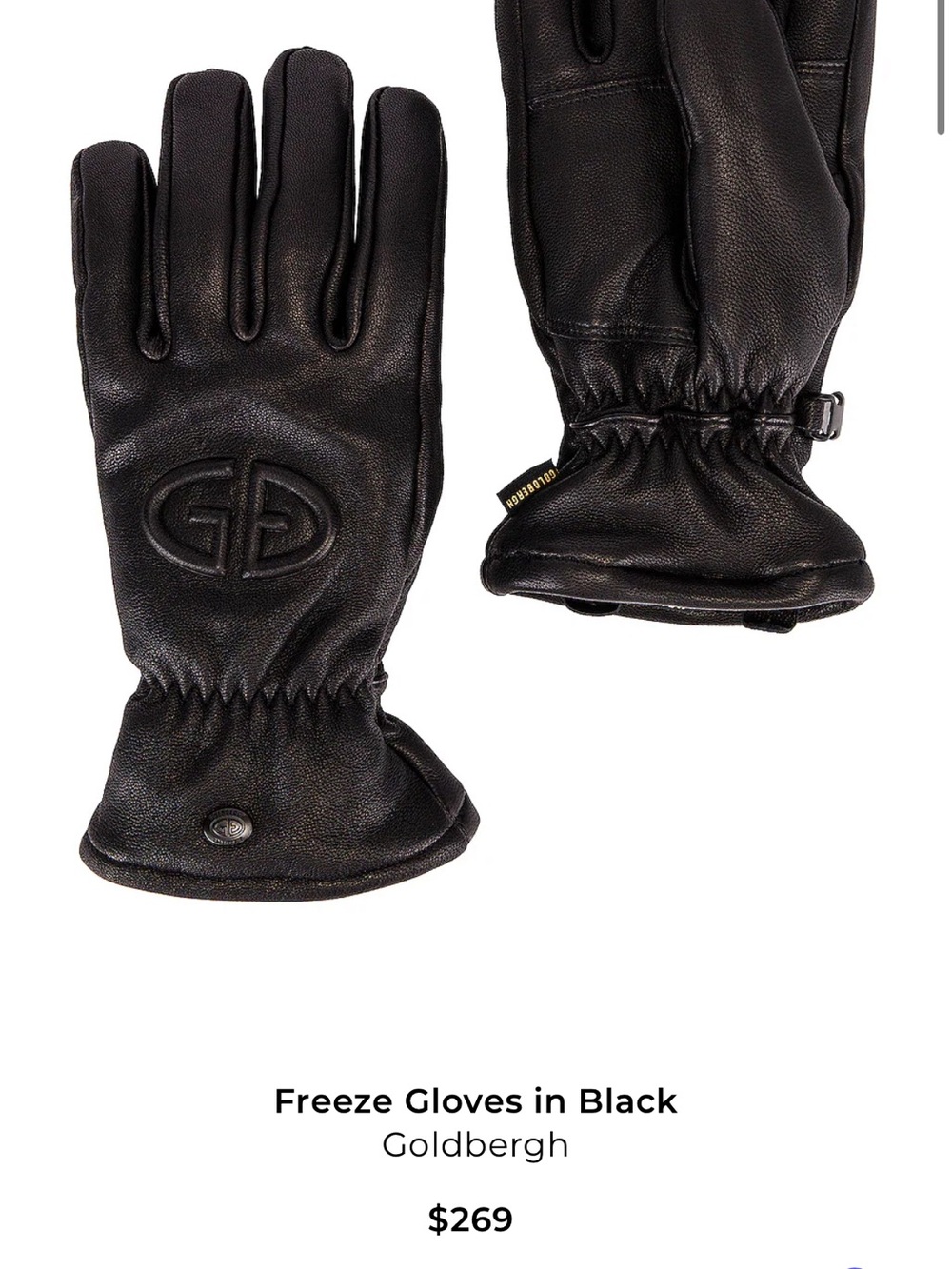 Goldbergh black Leather Gloves for women size 7